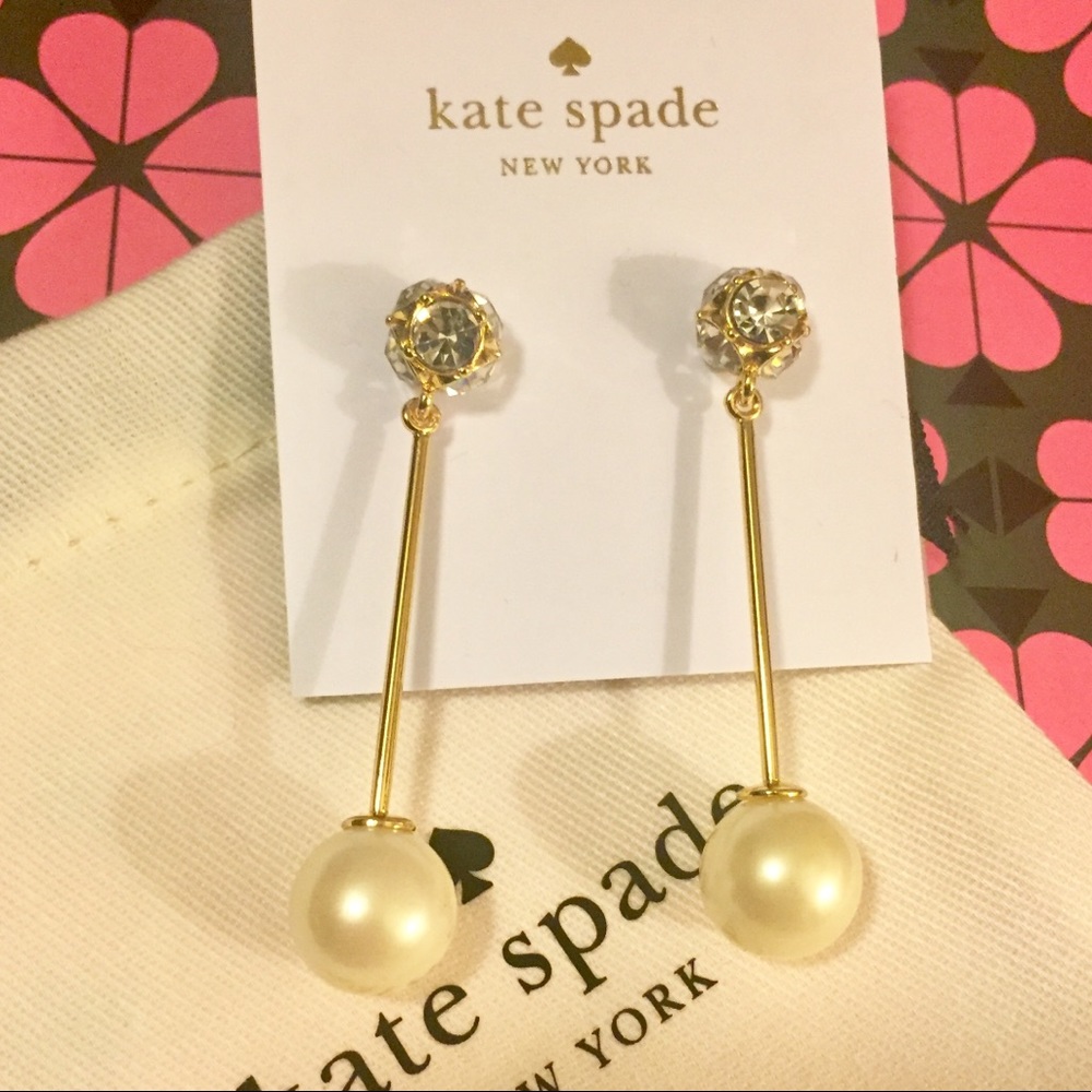 ♠️KATE SPADE♠ Lady Marmalade Linear Pearl Earrings - Picture 3 of 8